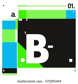 Vector Brochure design with letter B. Annual report vector illustration template. Corporate business catalog and magazine cover. Trendy Business with heads up style presentation graphic elements.