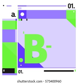 Vector Brochure design with letter B. Annual report vector illustration template. Corporate business catalog and magazine cover. Trendy Business with heads up style presentation graphic elements.