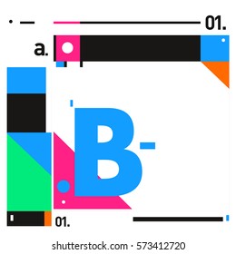 Vector Brochure design with letter B. Annual report vector illustration template. Corporate business catalog and magazine cover. Trendy Business with heads up style presentation graphic elements.