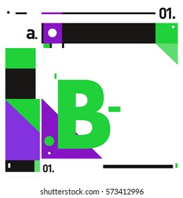 Vector Brochure design with letter B. Annual report vector illustration template. Corporate business catalog and magazine cover. Trendy Business with heads up style presentation graphic elements.