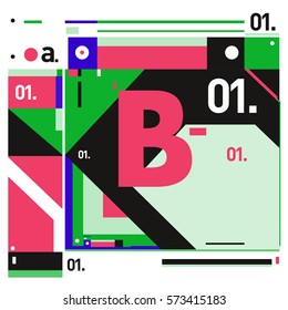 Vector Brochure design with letter B. Annual report vector illustration template. Corporate business catalog and magazine cover. Trendy Business with heads up style presentation graphic elements.