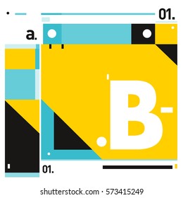 Vector Brochure design with letter B. Annual report vector illustration template. Corporate business catalog and magazine cover. Trendy Business with heads up style presentation graphic elements.