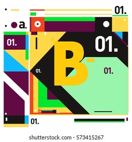 Vector Brochure design with letter B. Annual report vector illustration template. Corporate business catalog and magazine cover. Trendy Business with heads up style presentation graphic elements.