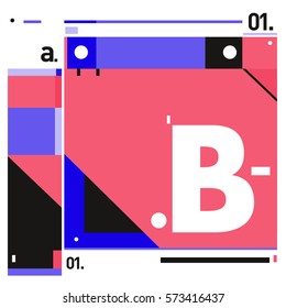 Vector Brochure design with letter B. Annual report vector illustration template. Corporate business catalog and magazine cover. Trendy Business with heads up style presentation graphic elements.