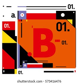 Vector Brochure design with letter B. Annual report vector illustration template. Corporate business catalog and magazine cover. Trendy Business with heads up style presentation graphic elements.