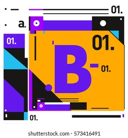 Vector Brochure design with letter B. Annual report vector illustration template. Corporate business catalog and magazine cover. Trendy Business with heads up style presentation graphic elements.