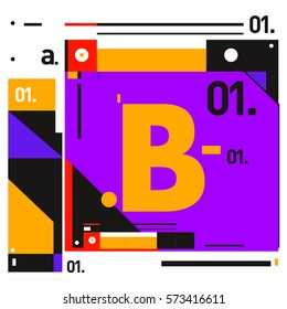 Vector Brochure design with letter B. Annual report vector illustration template. Corporate business catalog and magazine cover. Trendy Business with heads up style presentation graphic elements.