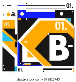 Vector Brochure design with letter B. Annual report vector illustration template. Corporate business catalog and magazine cover. Trendy Business with heads up style presentation graphic elements.