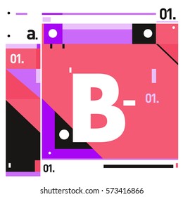 Vector Brochure design with letter B. Annual report vector illustration template. Corporate business catalog and magazine cover. Trendy Business with heads up style presentation graphic elements.