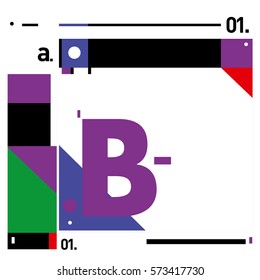 Vector Brochure design with letter B. Annual report vector illustration template. Corporate business catalog and magazine cover. Trendy Business with heads up style presentation graphic elements.