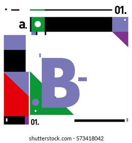 Vector Brochure design with letter B. Annual report vector illustration template. Corporate business catalog and magazine cover. Trendy Business with heads up style presentation graphic elements.