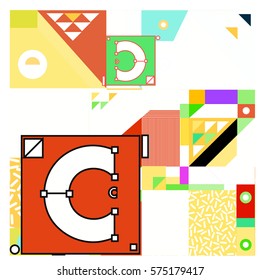 Vector Brochure design with letter C. Annual report vector illustration template. Corporate business catalog and magazine cover. Trendy Business with heads up style presentation graphic elements.
