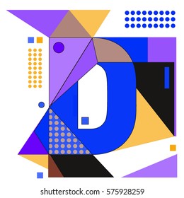 Vector Brochure design with letter D. Illustration background template for poster. Fun Holiday business catalog and magazine cover. Memphis style design visual presentation graphic elements.