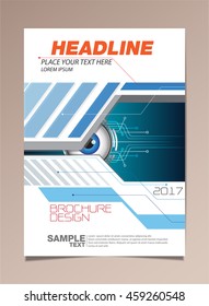 Vector brochure design page template eye technology style.Can use for business data report, presentation, web page, brochure, leaflet, flyer, poster and advertising.