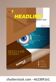 Vector brochure design page template eye technology style.Can use for business data report, presentation, web page, brochure, leaflet, flyer, poster and advertising.