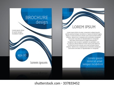 Vector brochure design template with blue abstract elements. Business leaflet template.