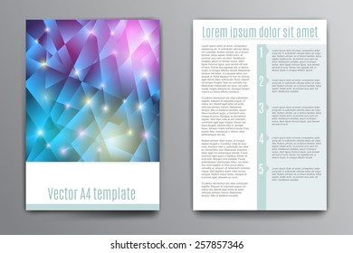 Vector brochure design template, business paper, cover, technology presentation, infographic concept. Low poly abstract illustration