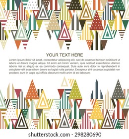 Vector brochure design template with geometric pattern background.