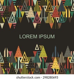 Vector brochure design template with geometric triangular pattern background. 