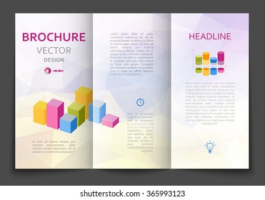 Vector brochure design template with polygonal geometric background