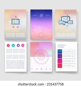 Vector brochure design templates collection. Applications and Infographic Concept. Set of Flyer, Brochure Design Templates. 