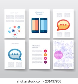 Vector brochure design templates collection. Applications and Infographic Concept. Set of Flyer, Brochure Design Templates. 