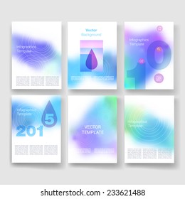 Vector brochure design templates collection. Applications and Infographic Concept. Flyer, Brochure Design Templates set. Modern flat design icons for mobile or smartphone. 