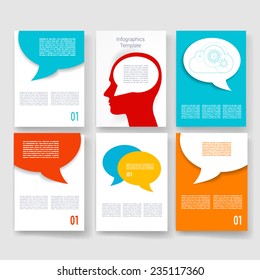 Vector brochure design templates collection. Applications and Infographic Concept. Flyer, Brochure Design Templates set. Modern flat design icons for mobile or smartphone. 