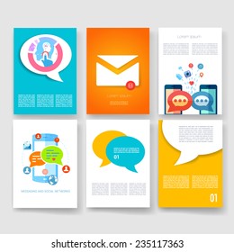 Vector brochure design templates collection. Applications and Infographic Concept. Flyer, Brochure Design Templates set. Modern flat design icons for mobile or smartphone. 