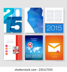 Vector brochure design templates collection. Applications and Infographic Concept. Flyer, Brochure Design Templates set. Modern flat design icons for mobile or smartphone. 