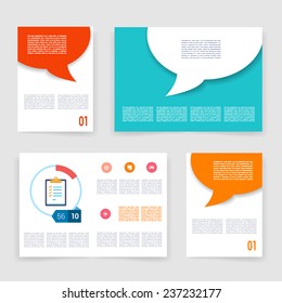 Vector brochure design templates collection. Applications and Infographic Concept. Flyer, Brochure Design Templates set. Modern flat design icons for mobile or smartphone. 