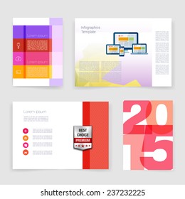 Vector brochure design templates collection. Applications and Infographic Concept. Flyer, Brochure Design Templates set. Modern flat design icons for mobile or smartphone. 