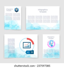 Vector brochure design templates collection. Applications and Infographic Concept. Flyer, Brochure Design Templates set. Modern flat design icons for mobile or smartphone. 