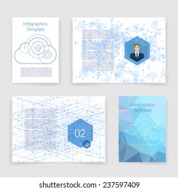 Vector brochure design templates collection. Applications and Infographic Concept. Flyer, Brochure Design Templates set. Modern flat design icons for mobile or smartphone. 