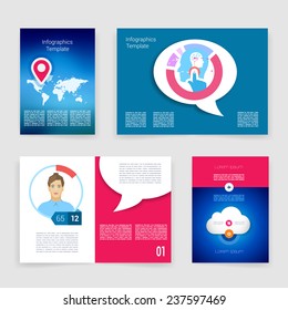 Vector brochure design templates collection. Applications and Infographic Concept. Flyer, Brochure Design Templates set. Modern flat design icons for mobile or smartphone. 