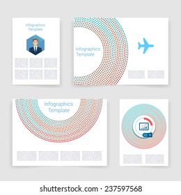Vector brochure design templates collection. Applications and Infographic Concept. Flyer, Brochure Design Templates set. Modern flat design icons for mobile or smartphone. 
