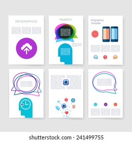 Vector brochure design templates collection. Applications and Infographic Concept. Flyer, Brochure Design Templates set. Modern flat design icons for mobile or smartphone. 