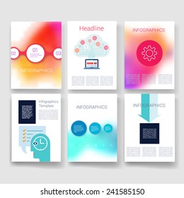 Vector brochure design templates collection. Applications and Infographic Concept. Flyer, Brochure Design Templates set. Modern flat design icons for mobile or smartphone. 