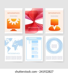 Vector brochure design templates collection. Applications and Infographic Concept. Flyer, Brochure Design Templates set. Modern flat design icons for mobile or smartphone.