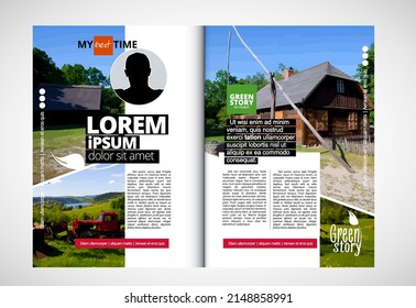 Vector brochure flyer design layout template, use for printing or e-book. Green energy and eco concept.