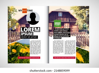 Vector brochure flyer design layout template, use for printing or e-book. Green energy and eco concept.