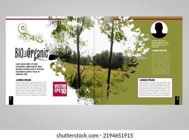 Vector brochure flyer design layout template, use for printing or e-book. Green energy and eco concept.