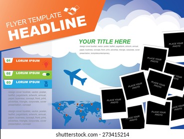 Vector Brochure Flyer design Layout template,travel photo frame for your object