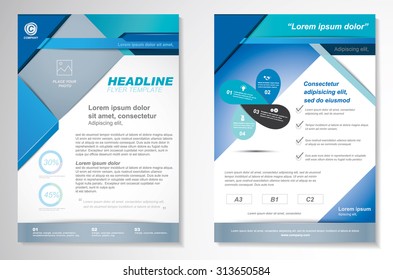 Vector Brochure Flyer design Layout template, size A4, Front page and back page, infographics. Easy to use and edit.