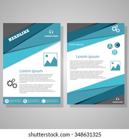 Vector Brochure Flyer design Layout template, size A4, Front page and back page blue design eps 10