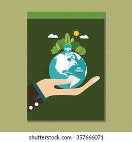 Vector Brochure Flyer design Layout template. Ecology background with elements for magazine, cover, poster design. 