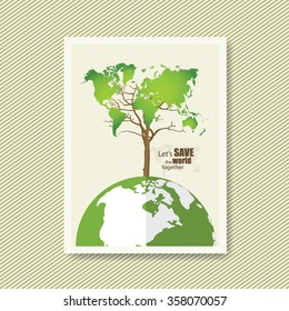 Vector Brochure Flyer design Layout template. Ecology background with elements for magazine, cover, poster design.