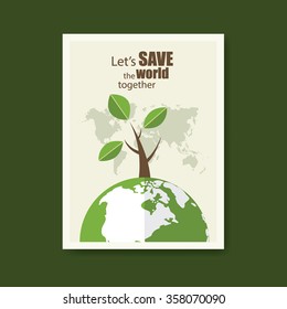 Vector Brochure Flyer design Layout template. Ecology background with elements for magazine, cover, poster design.