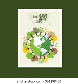 Vector Brochure Flyer design Layout template. Ecology background with elements for magazine, cover, poster design.