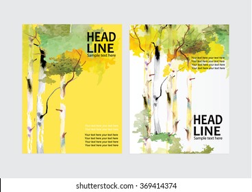 Vector Brochure Flyer design Layout template birch tree design,